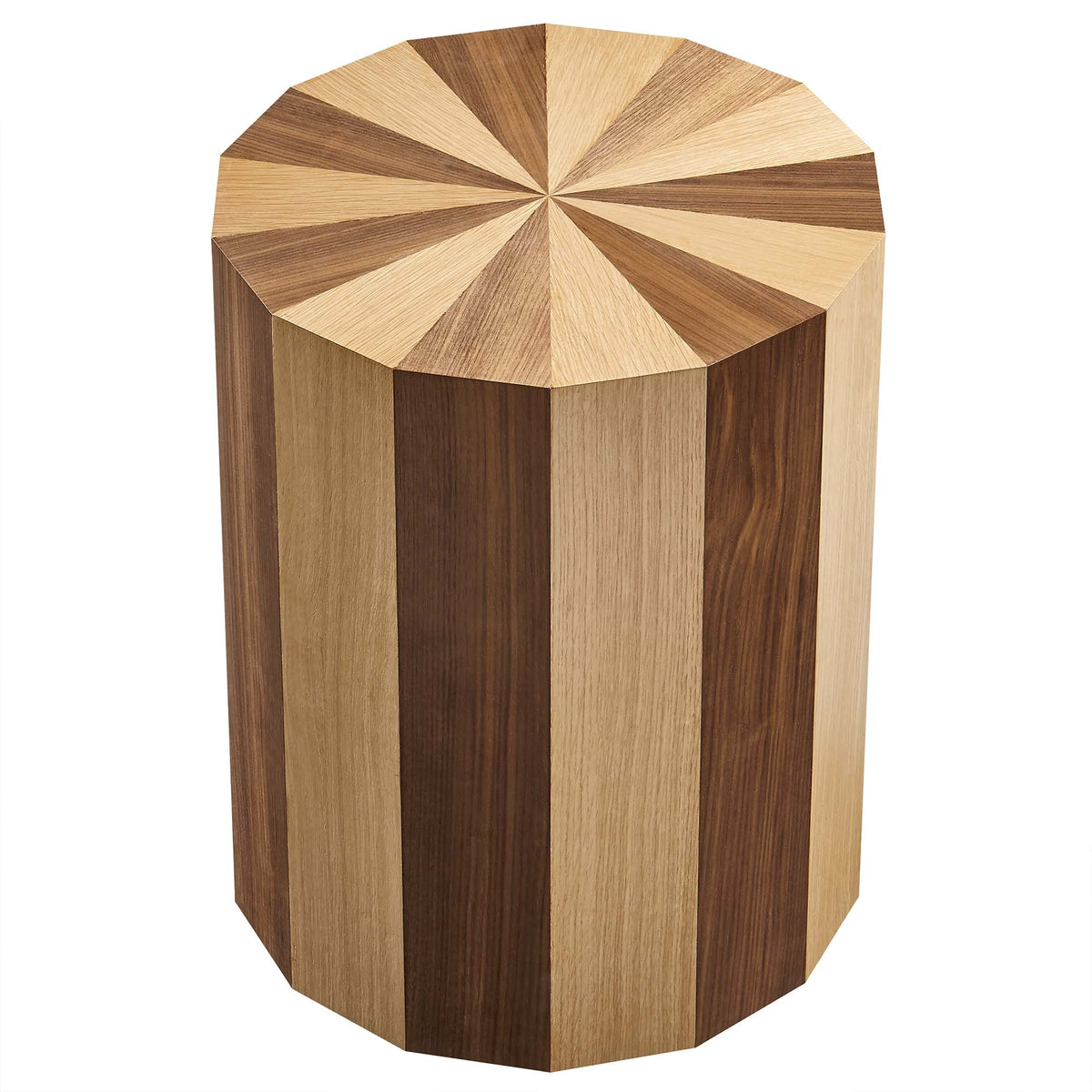 Twirl Two-Toned Wood Veneer Side Table - Oak Walnut