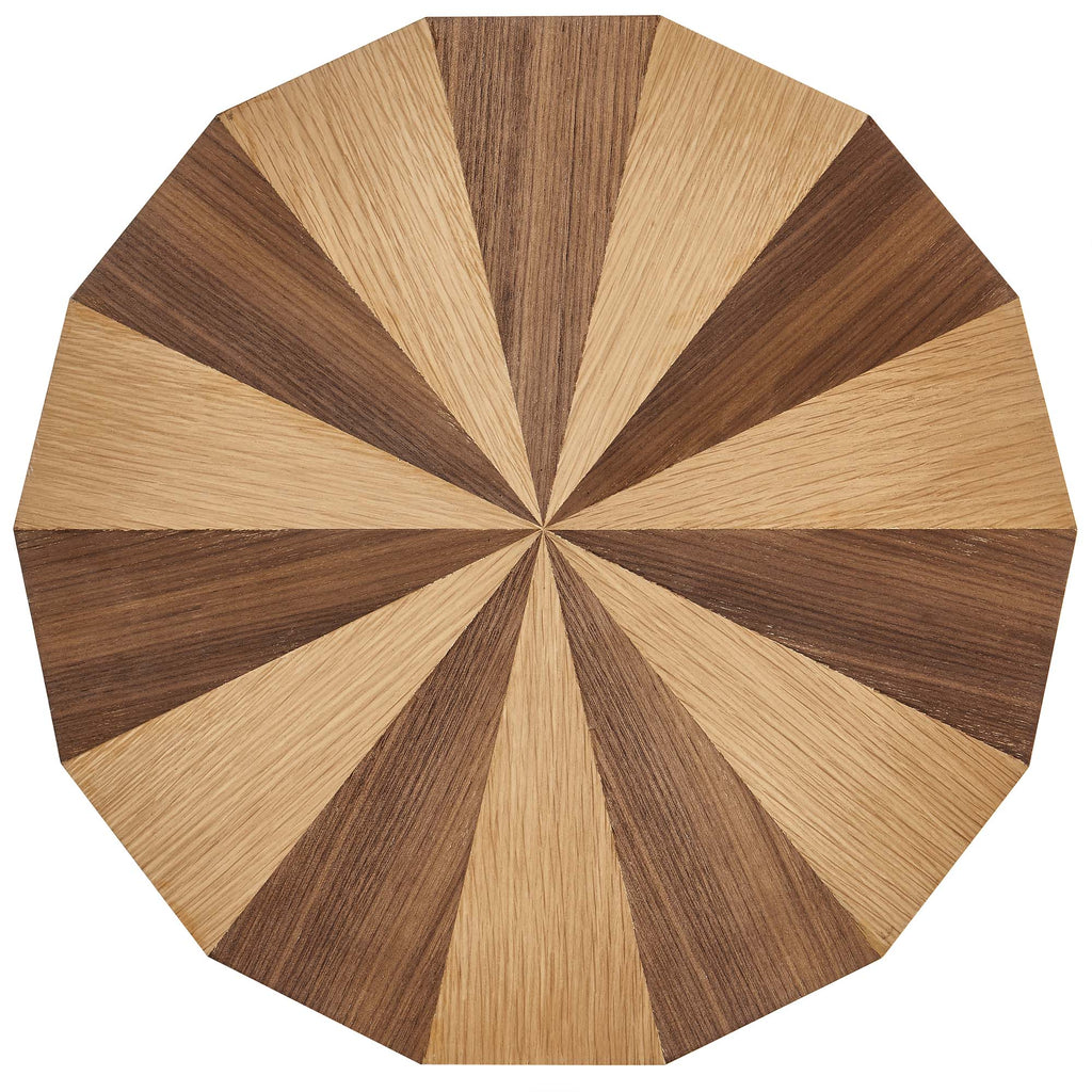Twirl Two-Toned Wood Veneer Side Table - Oak Walnut