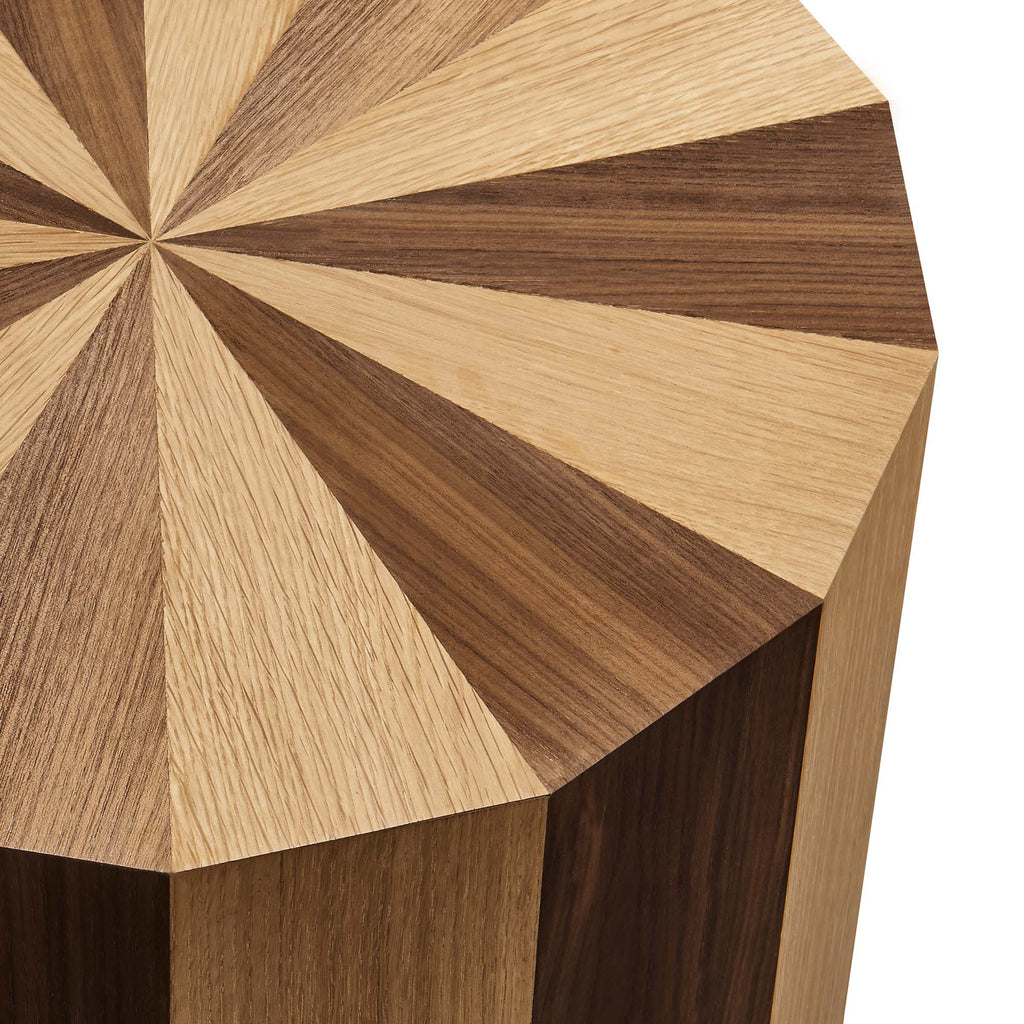 Twirl Two-Toned Wood Veneer Side Table - Oak Walnut