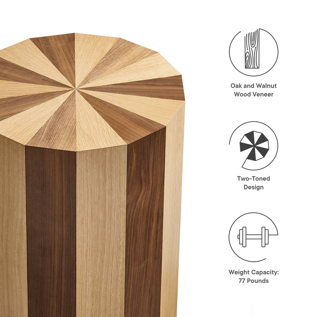 Twirl Two-Toned Wood Veneer Side Table - Oak Walnut