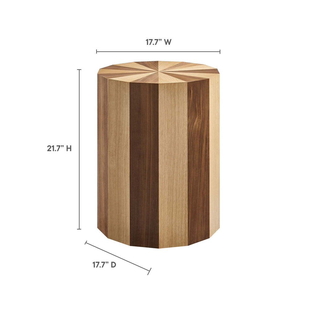 Twirl Two-Toned Wood Veneer Side Table - Oak Walnut