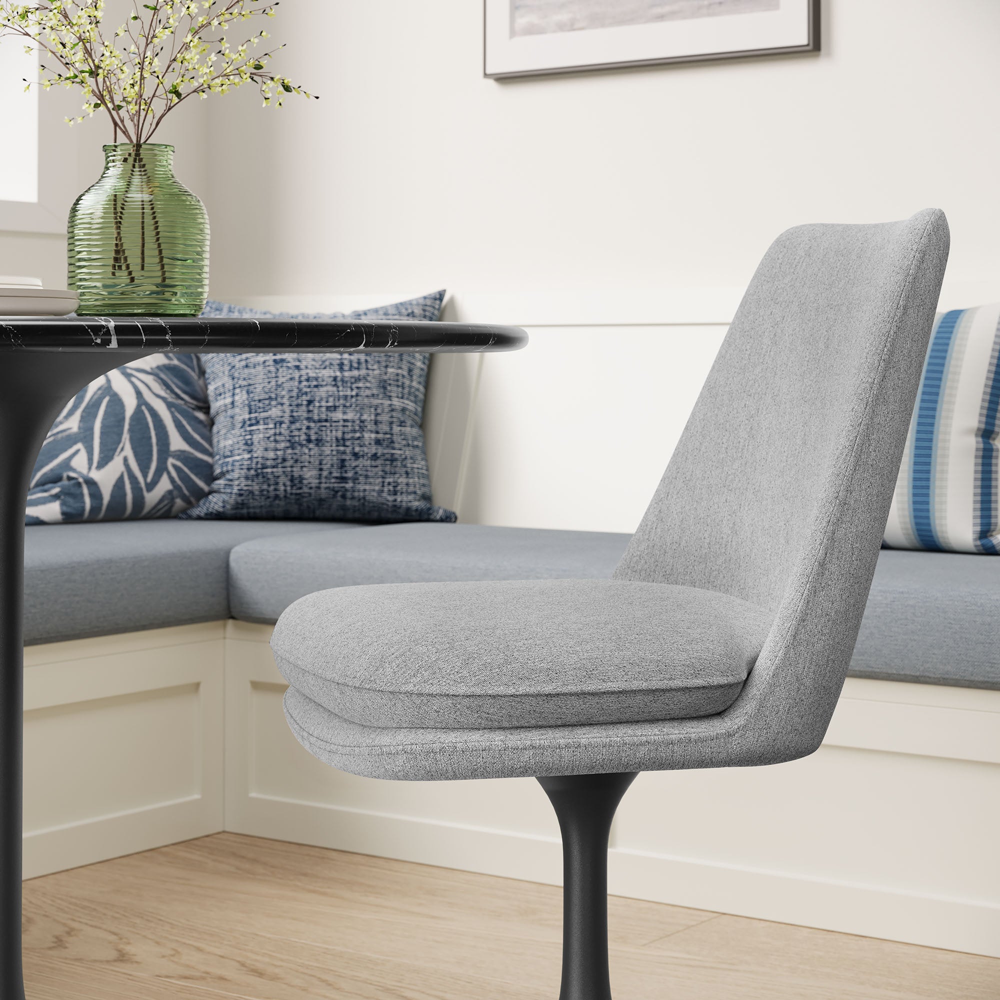 Lippa Swivel Dining Upholstered Side Chair - Black Light Gray