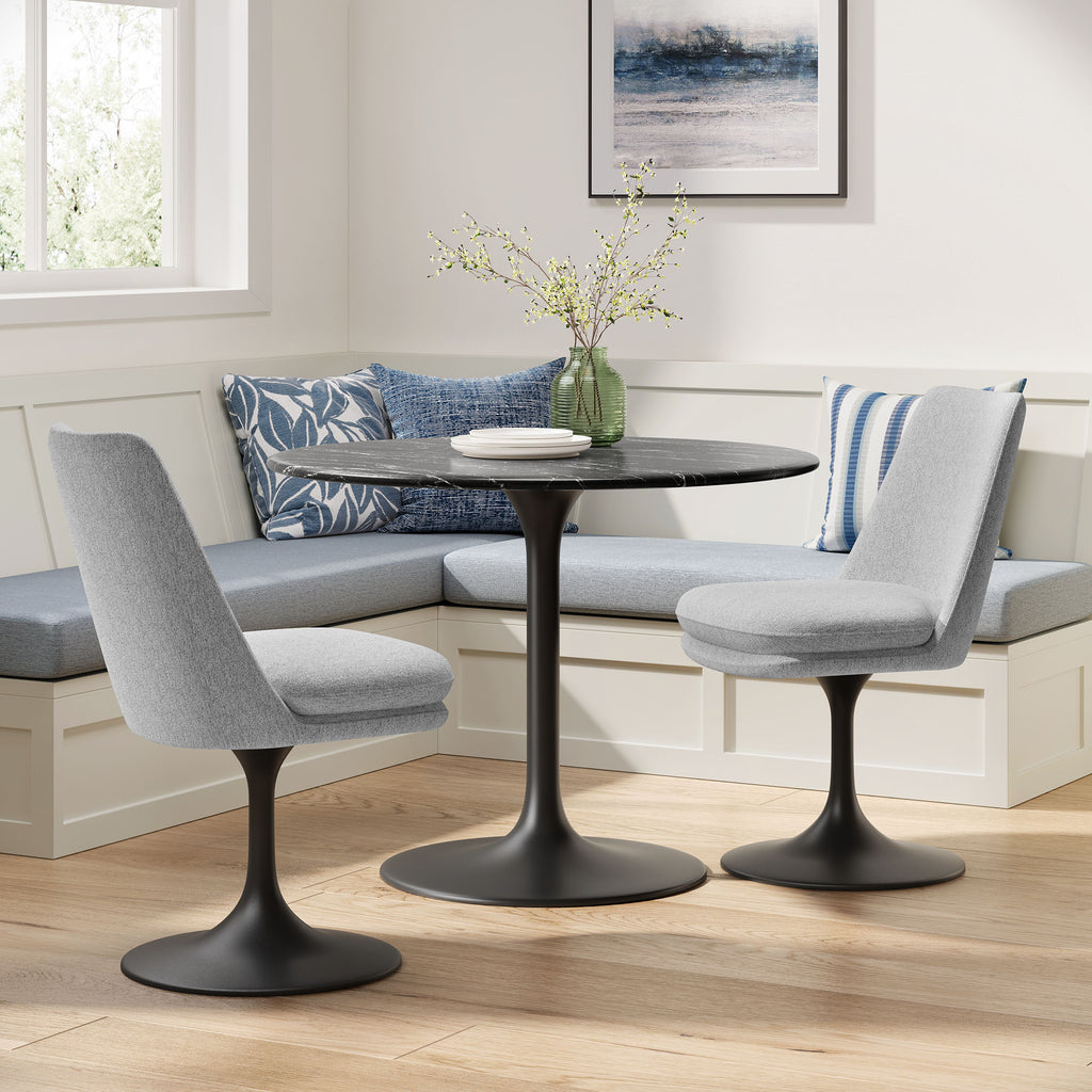 Lippa Swivel Dining Upholstered Side Chair - Black Light Gray