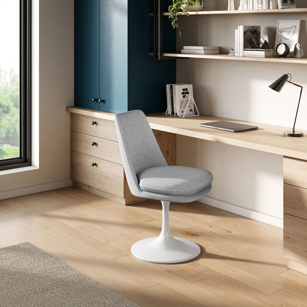 Lippa Swivel Dining Upholstered Side Chair - White Light Gray