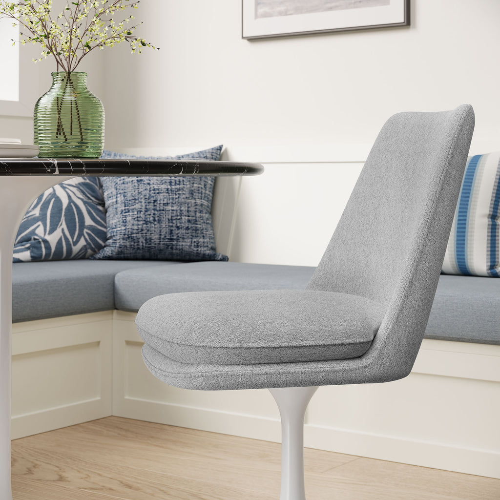 Lippa Swivel Dining Upholstered Side Chair - White Light Gray