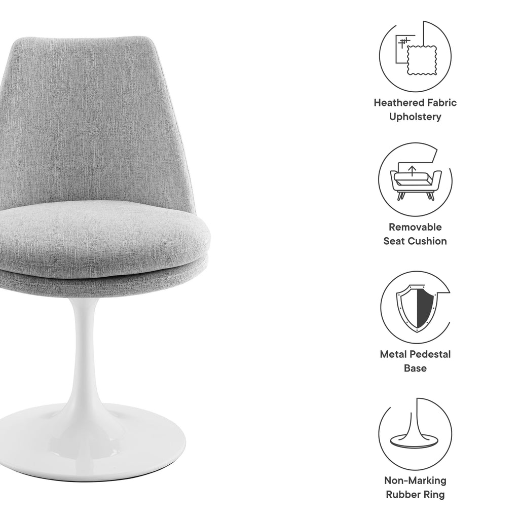 Lippa Swivel Dining Upholstered Side Chair - White Light Gray