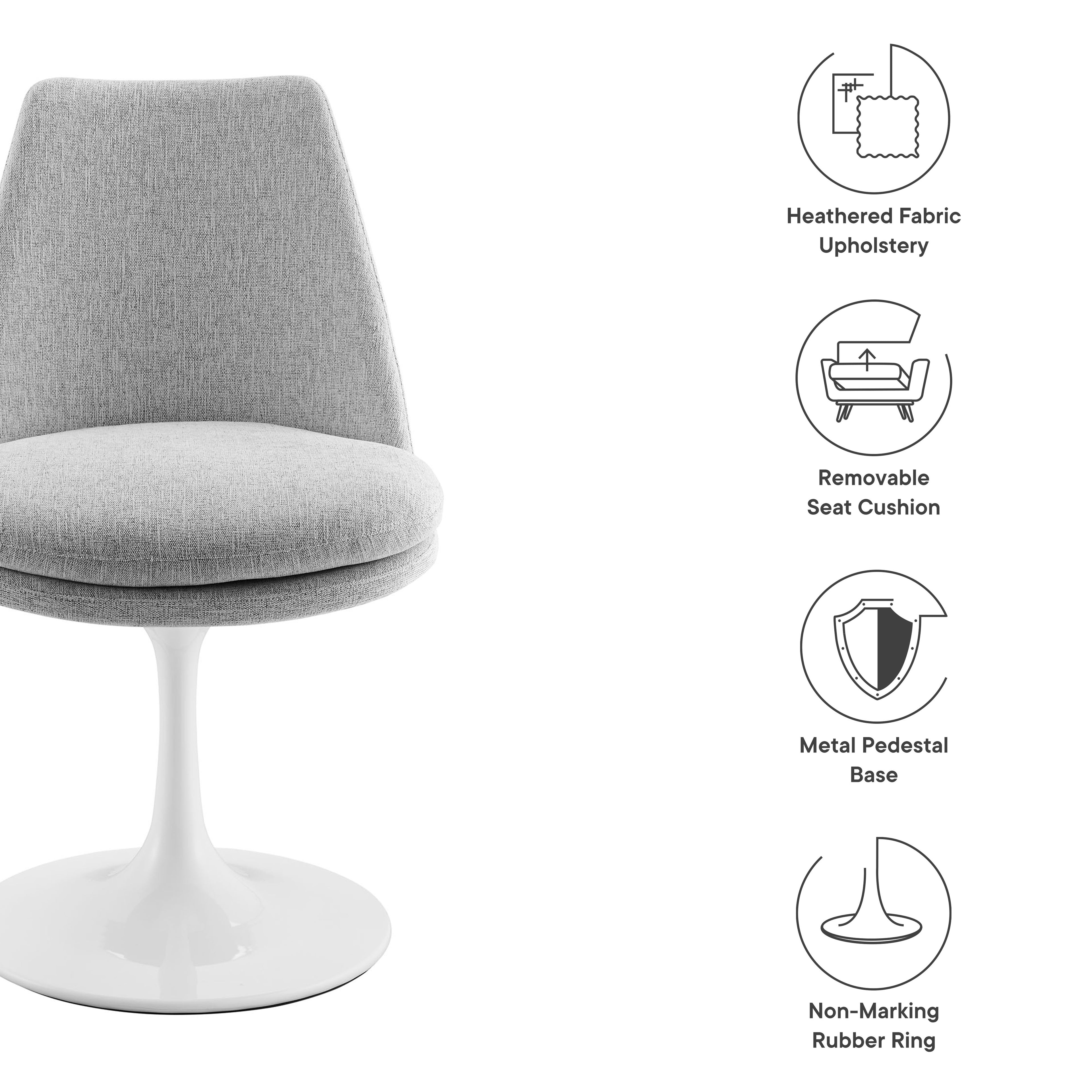 Lippa Swivel Dining Upholstered Side Chair - White Light Gray