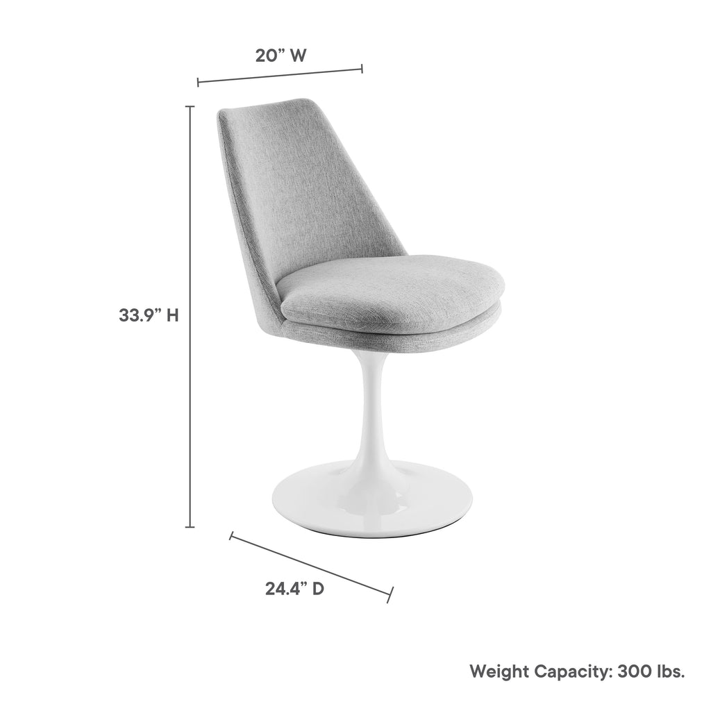 Lippa Swivel Dining Upholstered Side Chair - White Light Gray