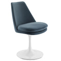 Lippa Swivel Dining Performance Velvet Side Chair - White Cadet Blue