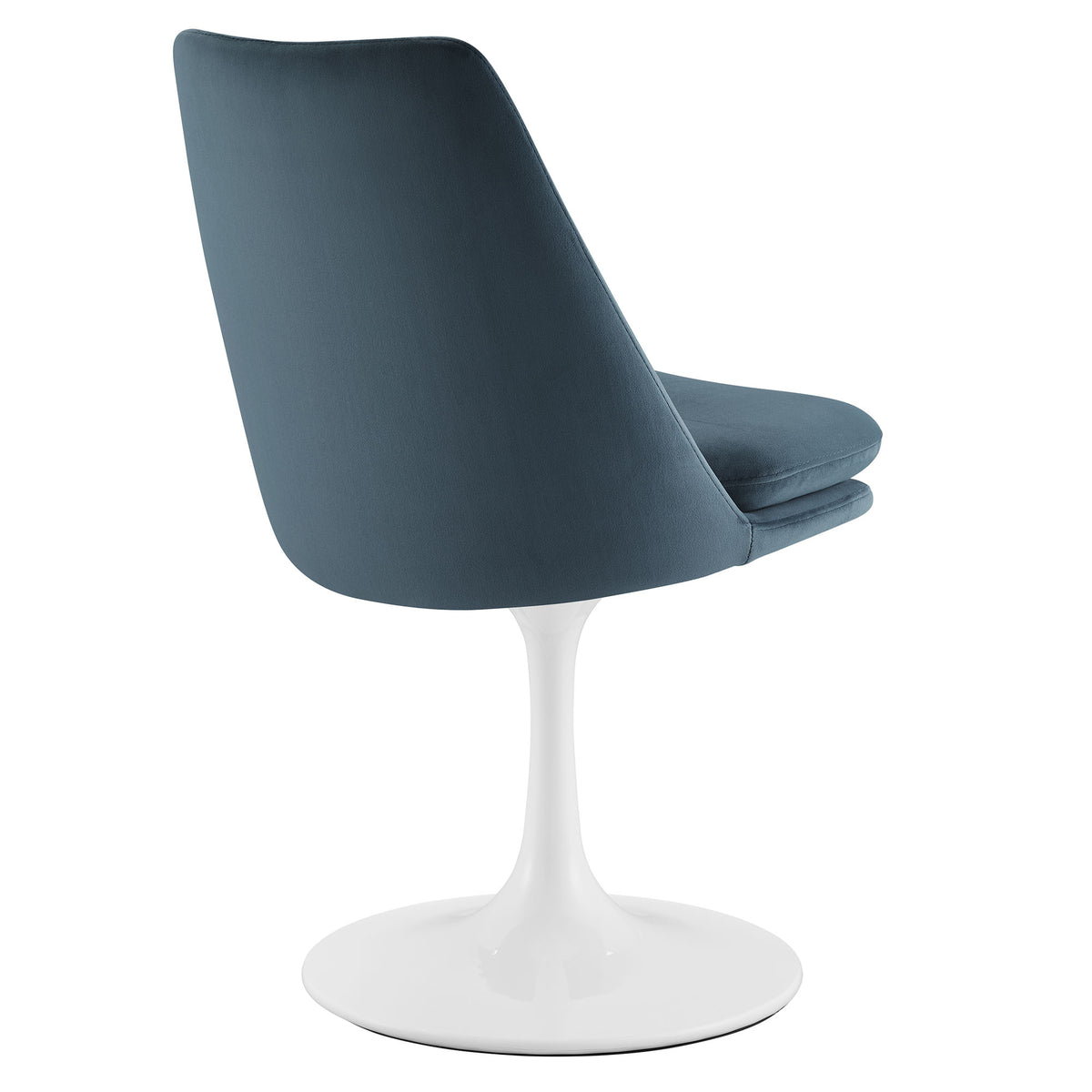 Lippa Swivel Dining Performance Velvet Side Chair - White Cadet Blue