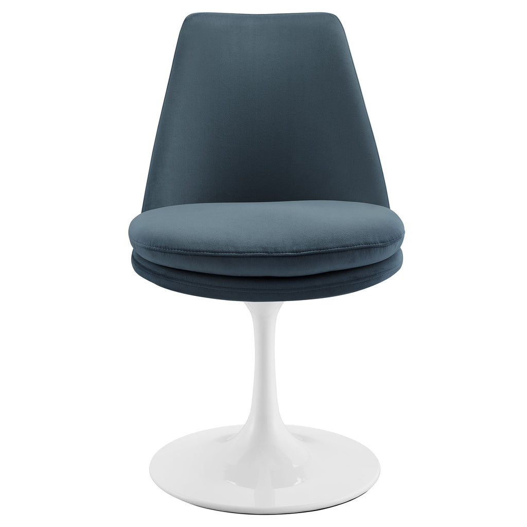 Lippa Swivel Dining Performance Velvet Side Chair - White Cadet Blue
