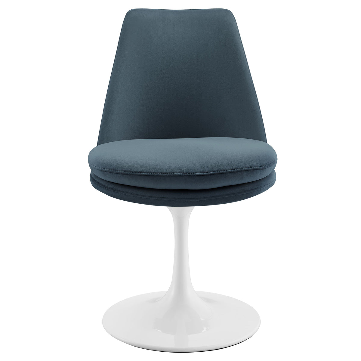 Lippa Swivel Dining Performance Velvet Side Chair - White Cadet Blue