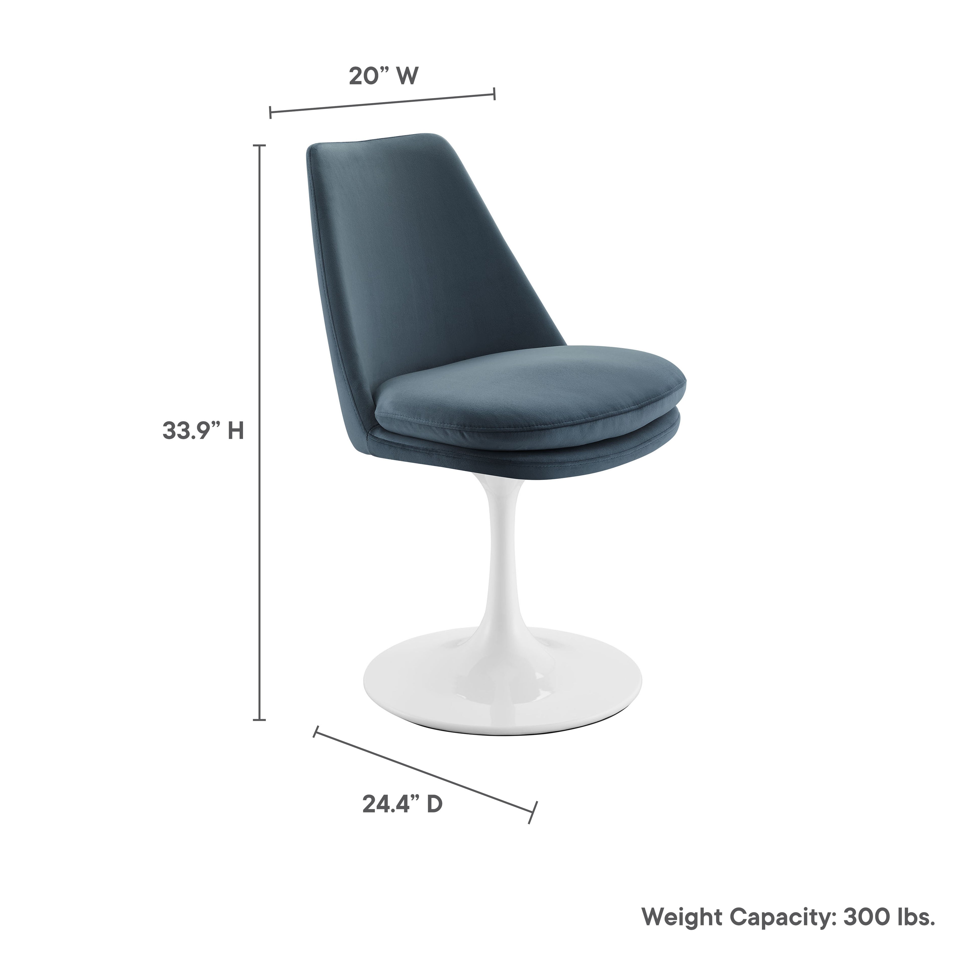 Lippa Swivel Dining Performance Velvet Side Chair - White Cadet Blue