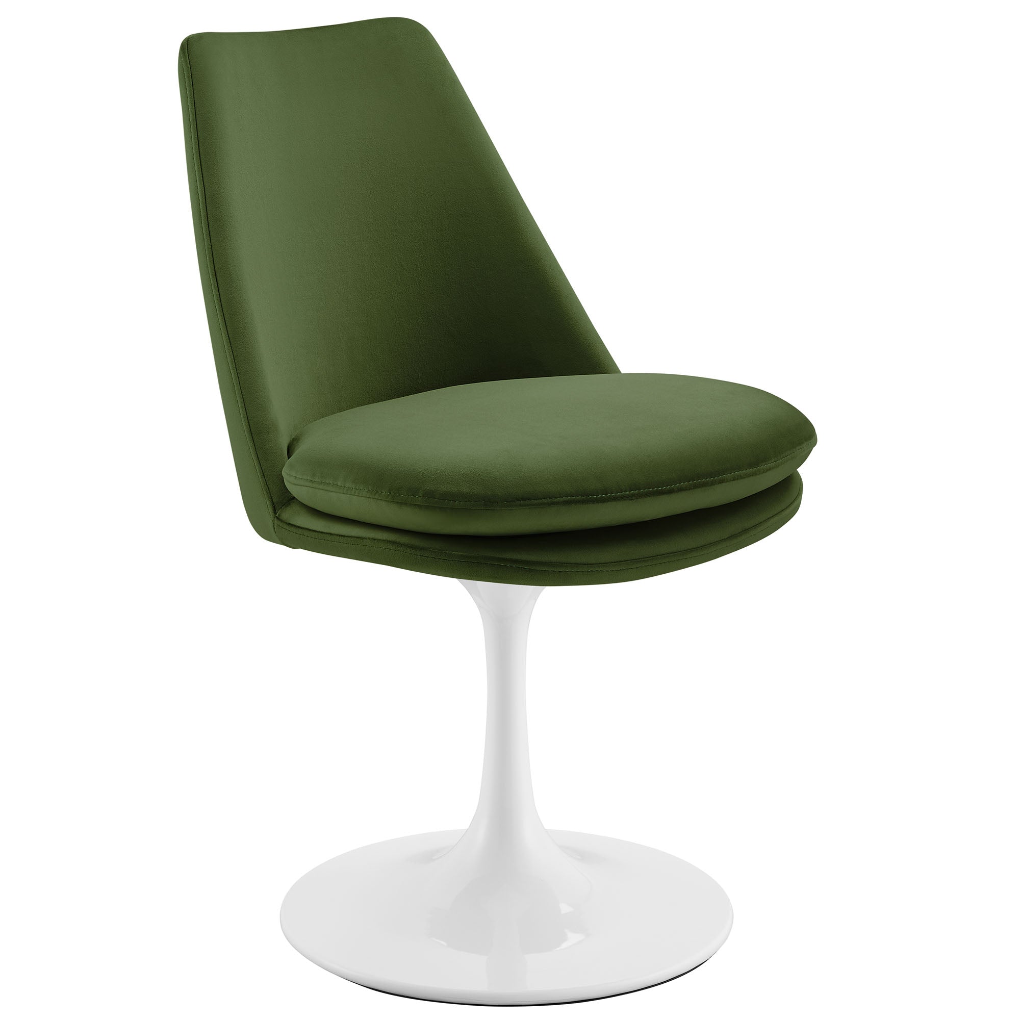 Lippa Swivel Dining Performance Velvet Side Chair - White Moss Green