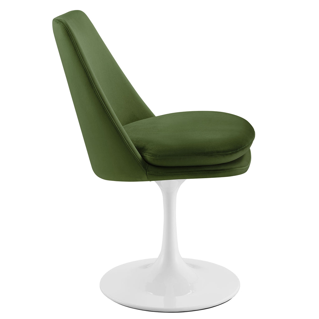 Lippa Swivel Dining Performance Velvet Side Chair - White Moss Green