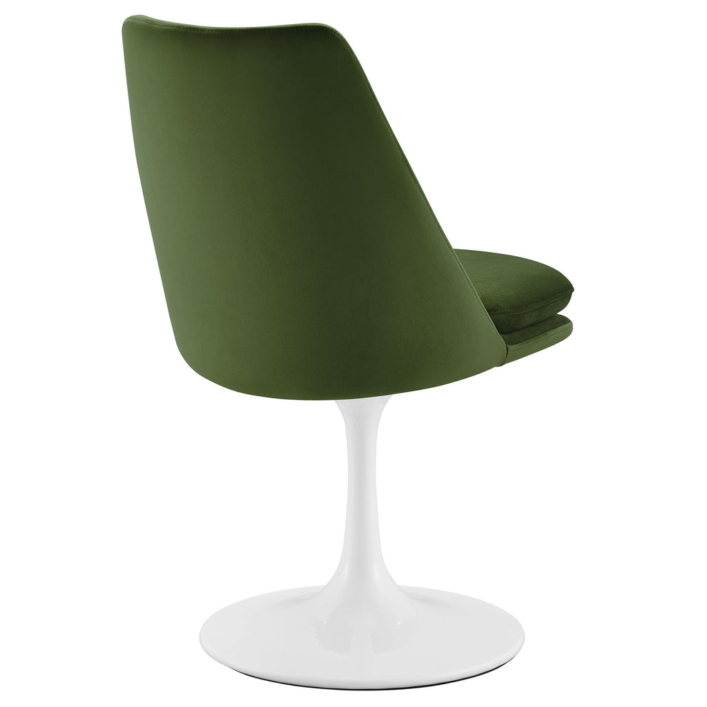 Lippa Swivel Dining Performance Velvet Side Chair - White Moss Green