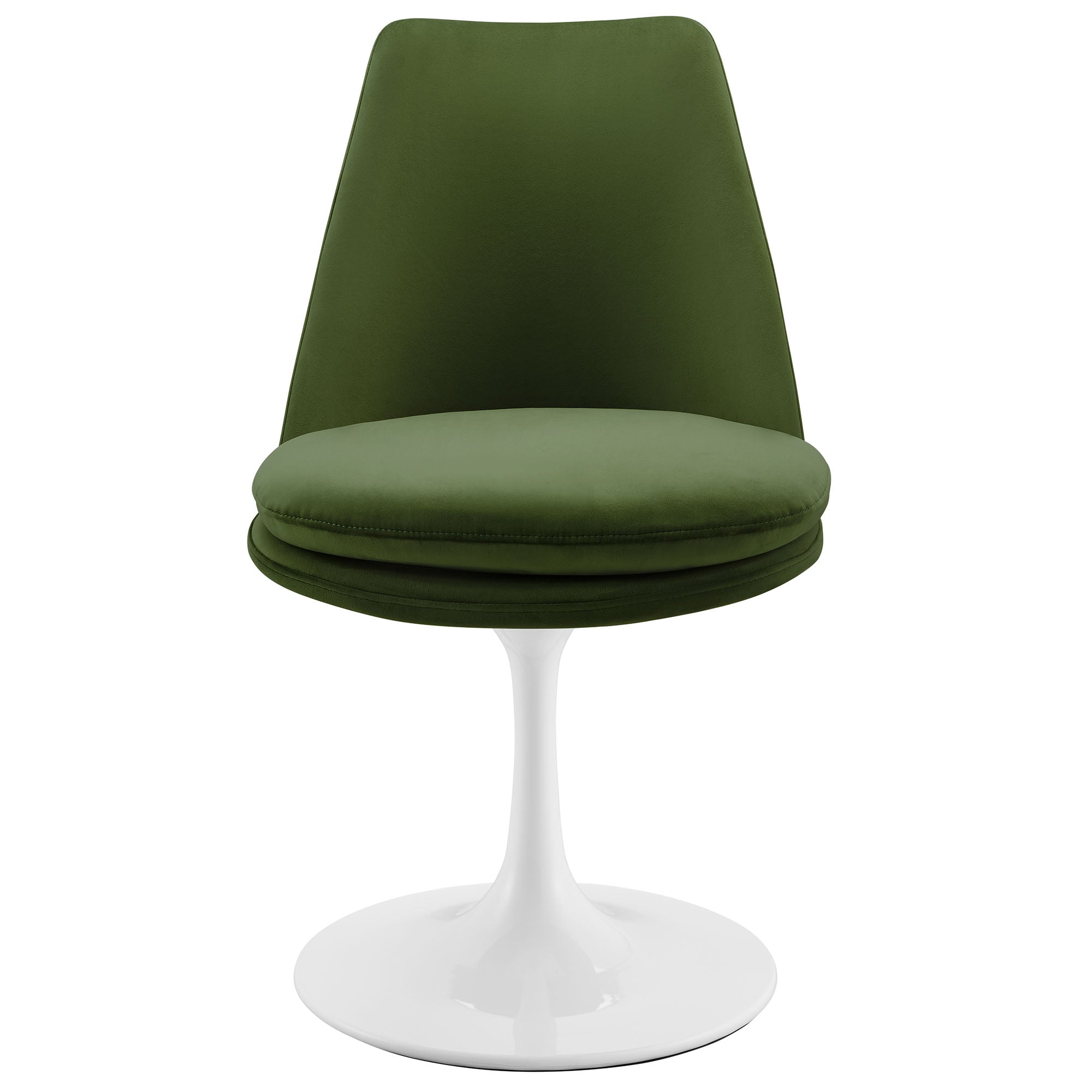 Lippa Swivel Dining Performance Velvet Side Chair - White Moss Green