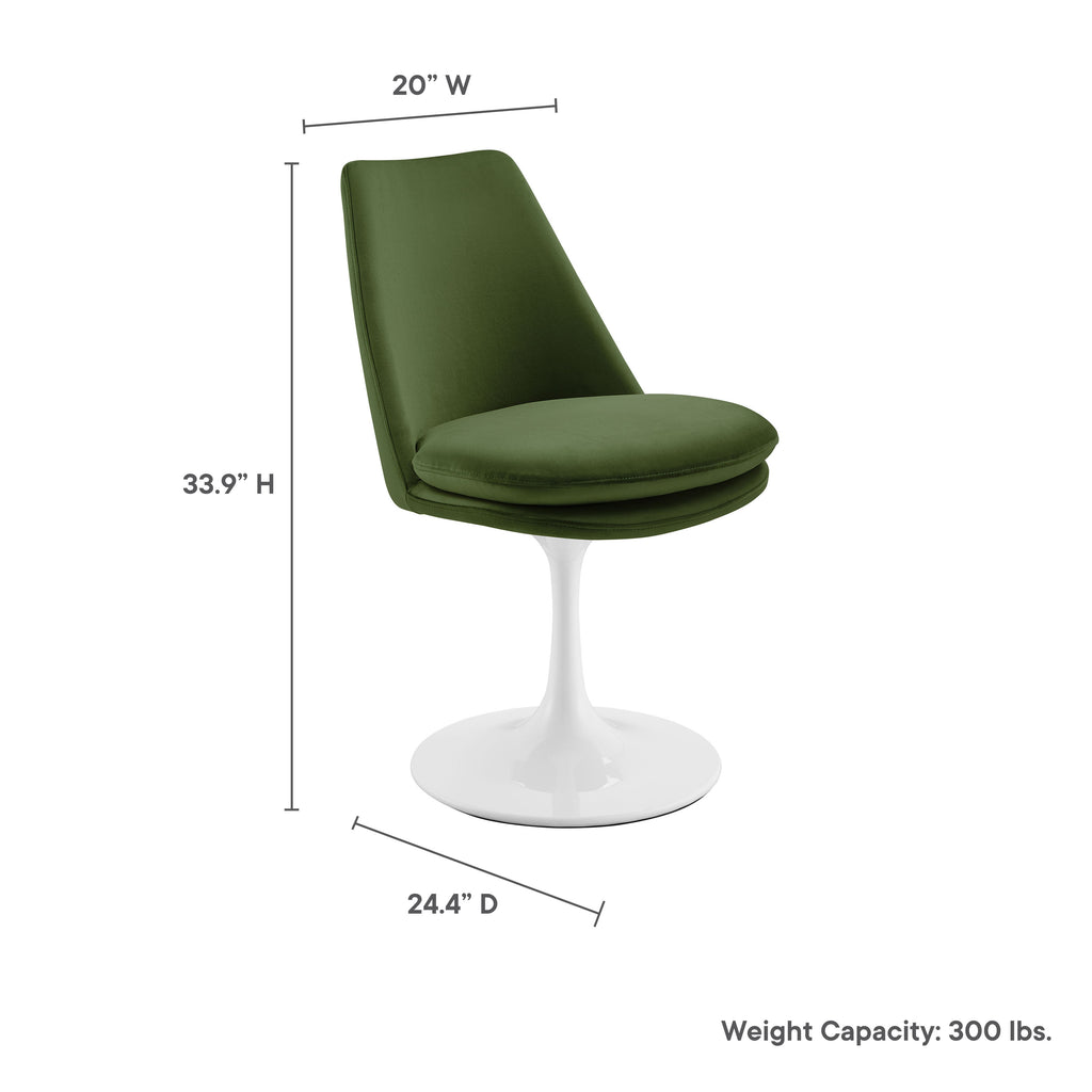 Lippa Swivel Dining Performance Velvet Side Chair - White Moss Green