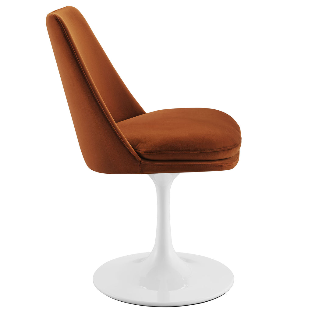 Lippa Swivel Dining Performance Velvet Side Chair - White Rust