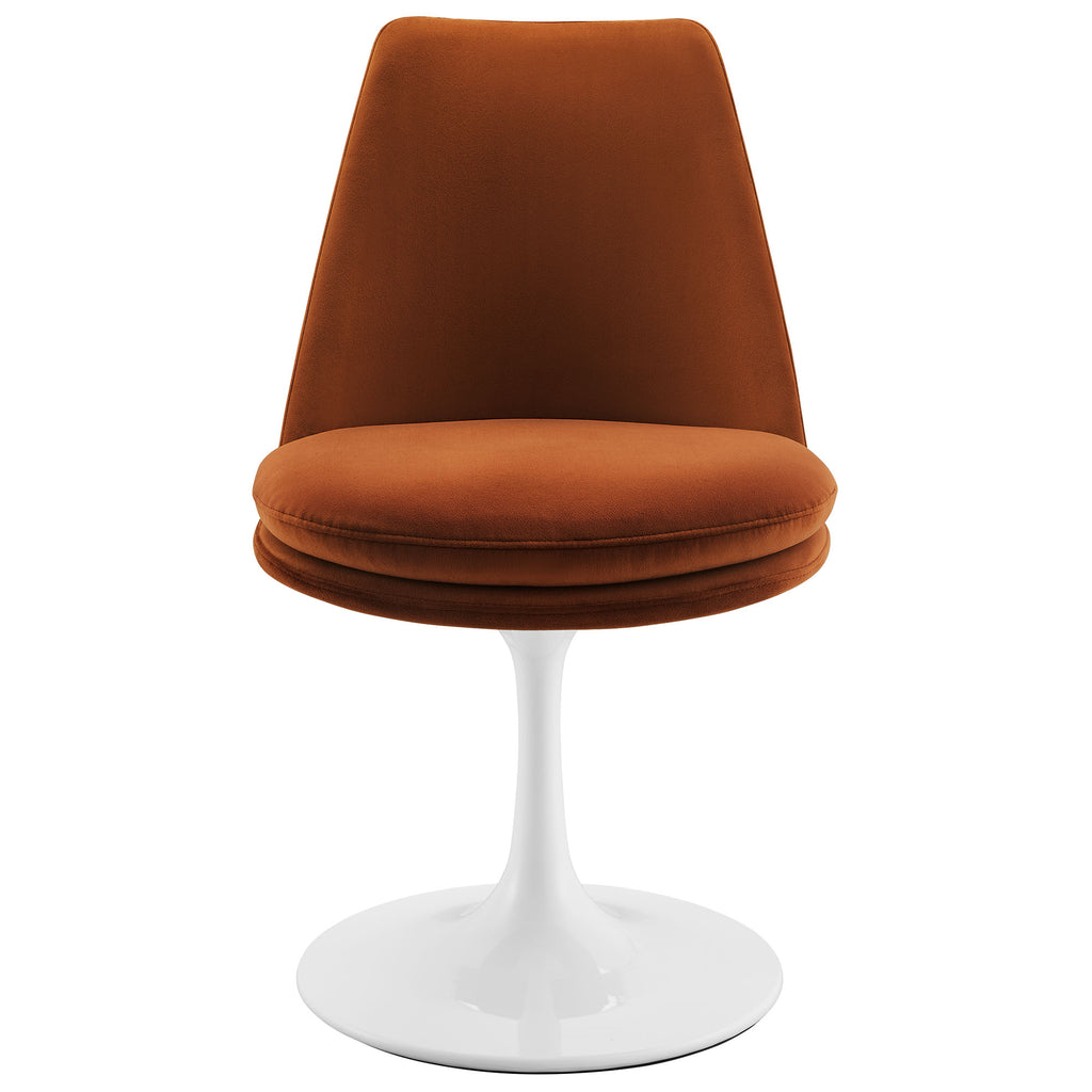 Lippa Swivel Dining Performance Velvet Side Chair - White Rust