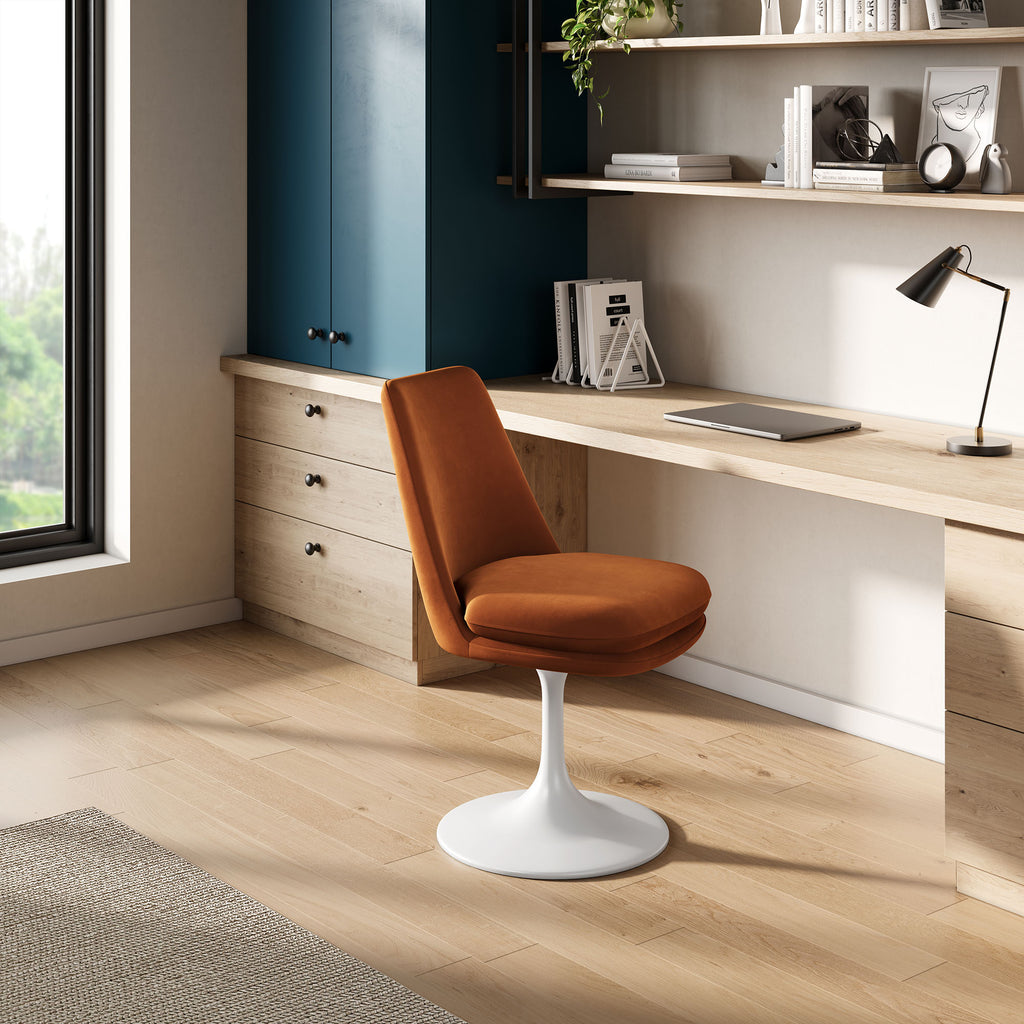 Lippa Swivel Dining Performance Velvet Side Chair - White Rust