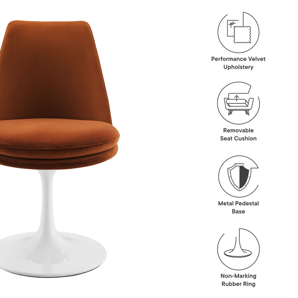 Lippa Swivel Dining Performance Velvet Side Chair - White Rust