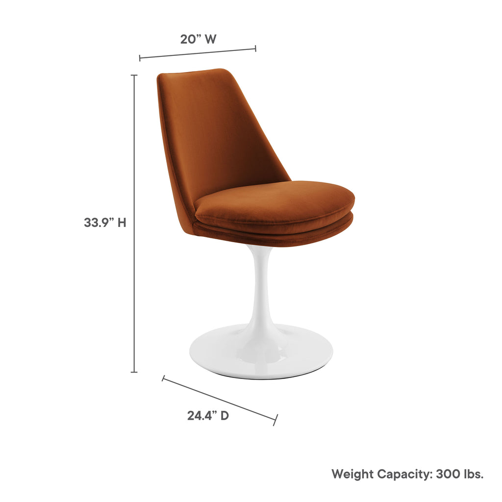 Lippa Swivel Dining Performance Velvet Side Chair - White Rust