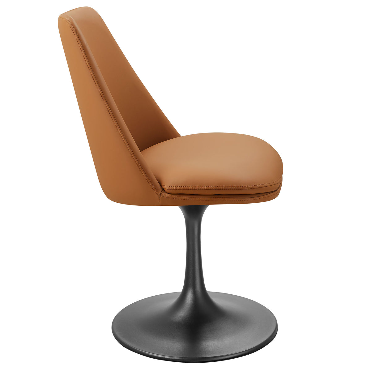 Lippa Swivel Dining Vegan Leather Side Chair - Black Tan