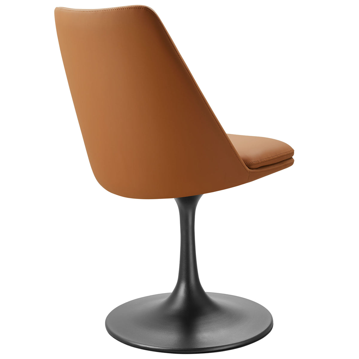 Lippa Swivel Dining Vegan Leather Side Chair - Black Tan