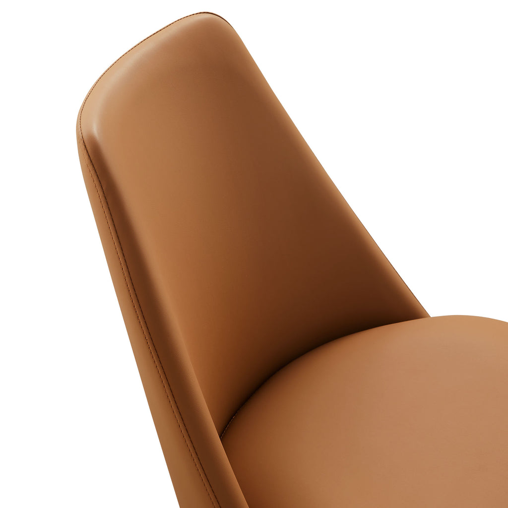 Lippa Swivel Dining Vegan Leather Side Chair - Black Tan