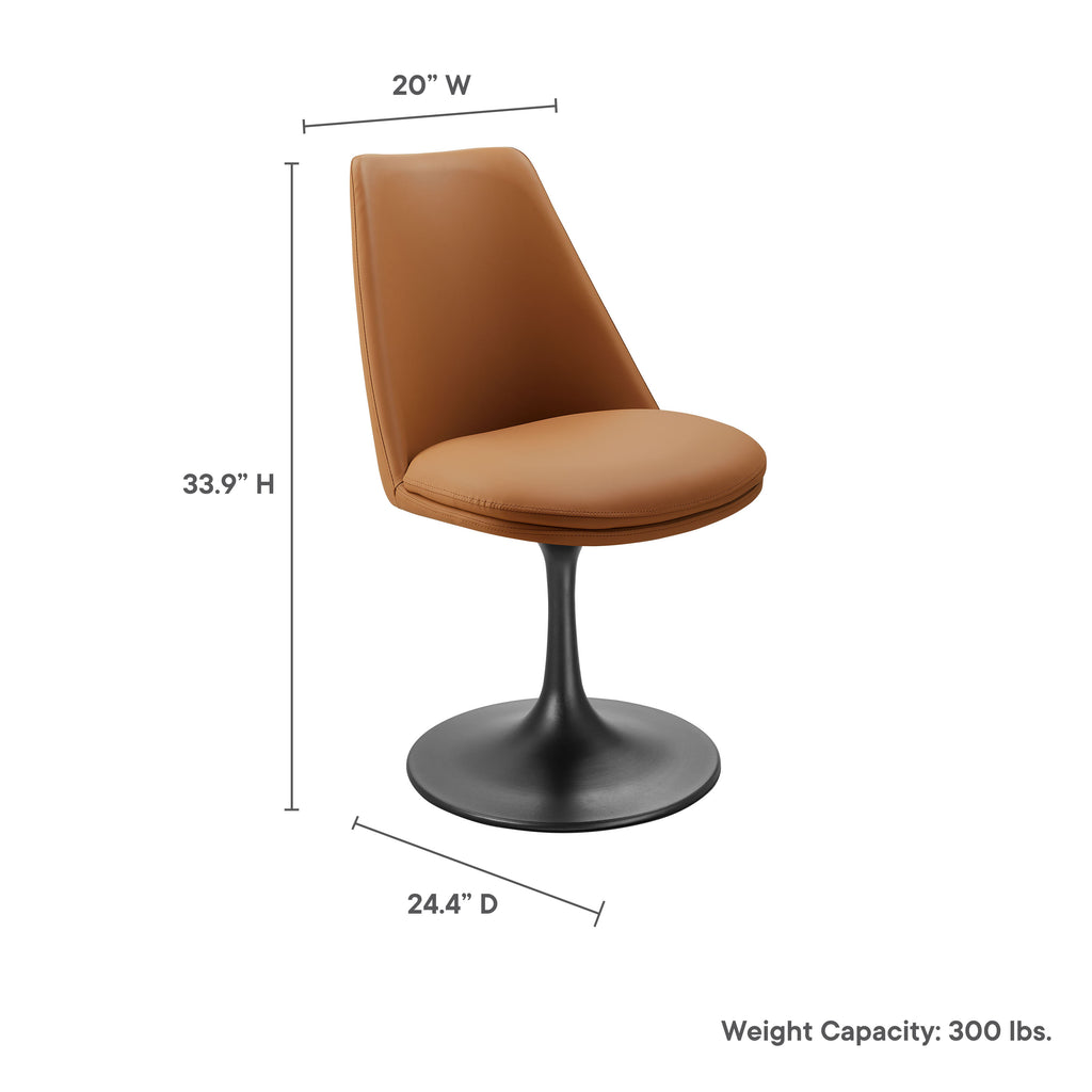 Lippa Swivel Dining Vegan Leather Side Chair - Black Tan