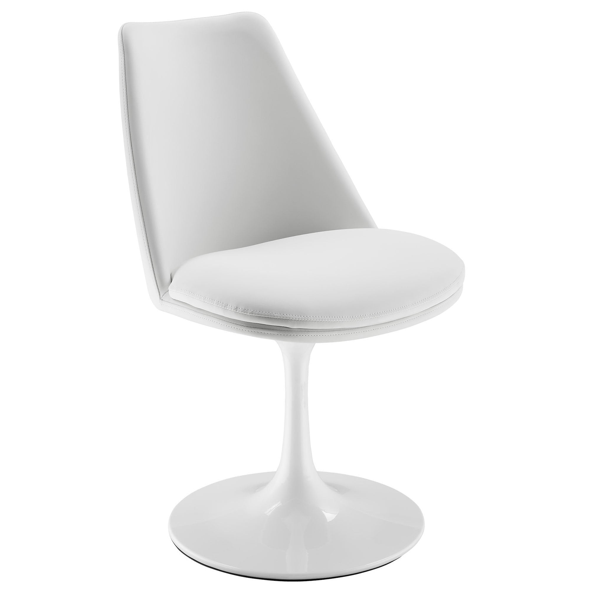 Lippa Swivel Dining Vegan Leather Side Chair - White White