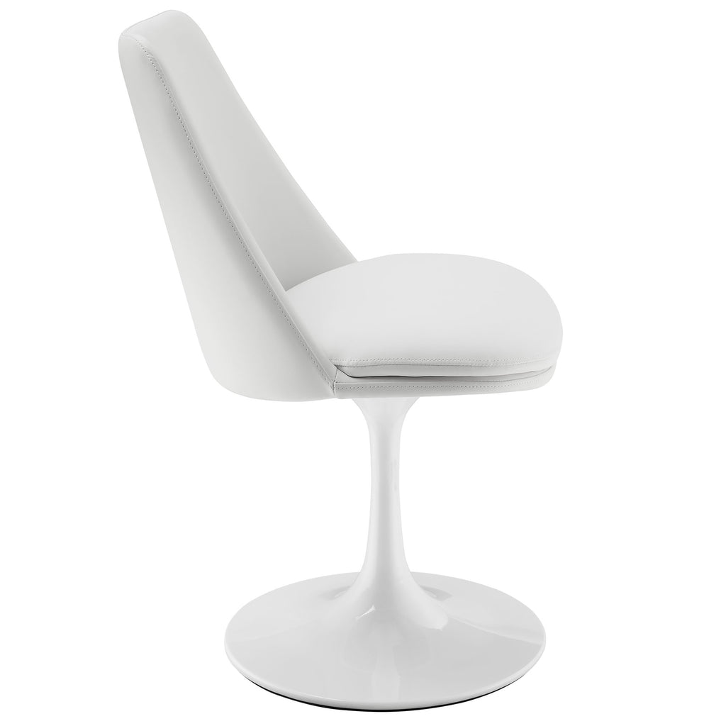 Lippa Swivel Dining Vegan Leather Side Chair - White White