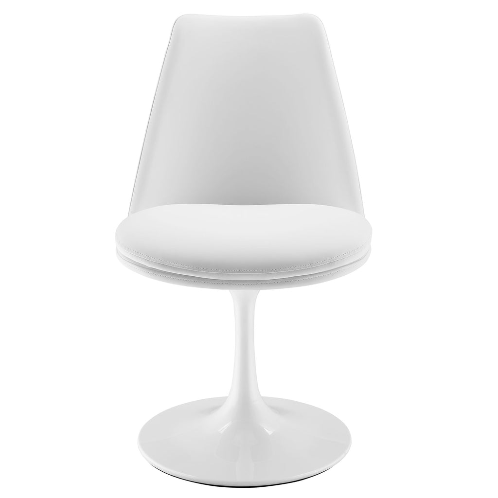 Lippa Swivel Dining Vegan Leather Side Chair - White White