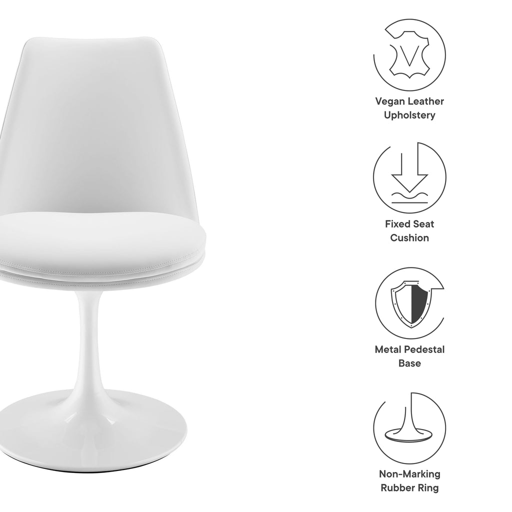 Lippa Swivel Dining Vegan Leather Side Chair - White White