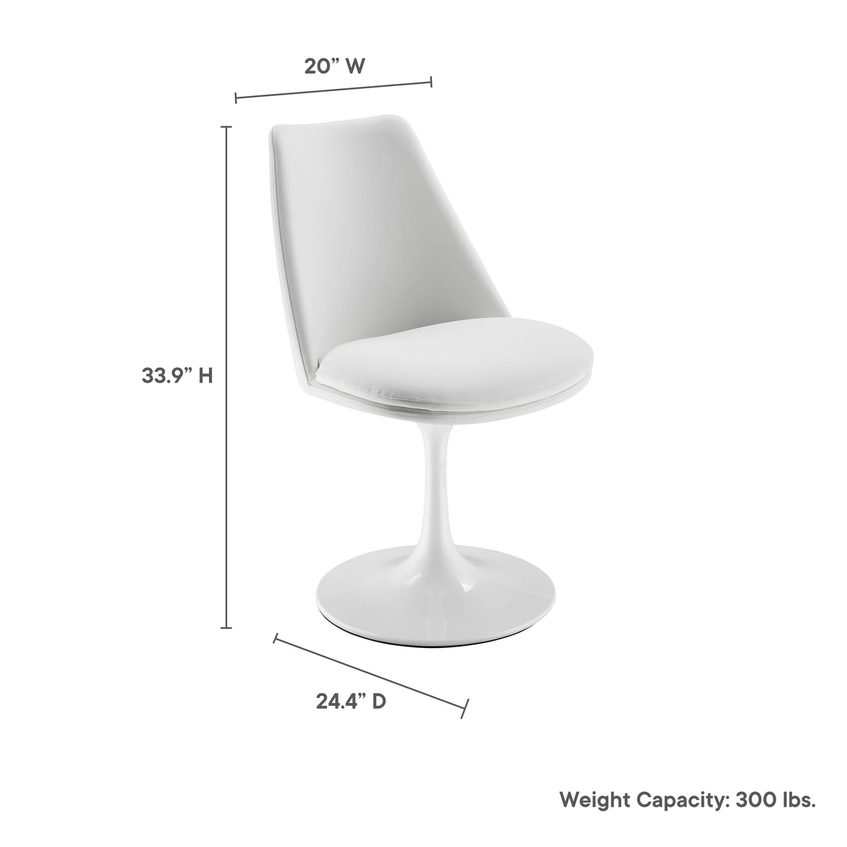 Lippa Swivel Dining Vegan Leather Side Chair - White White