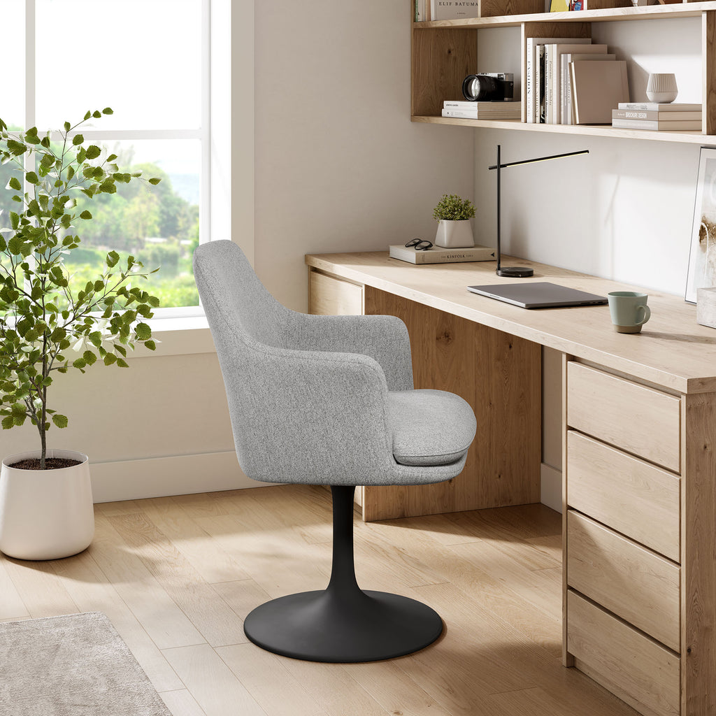 Lippa Swivel Dining Upholstered Armchair - Black Light Gray