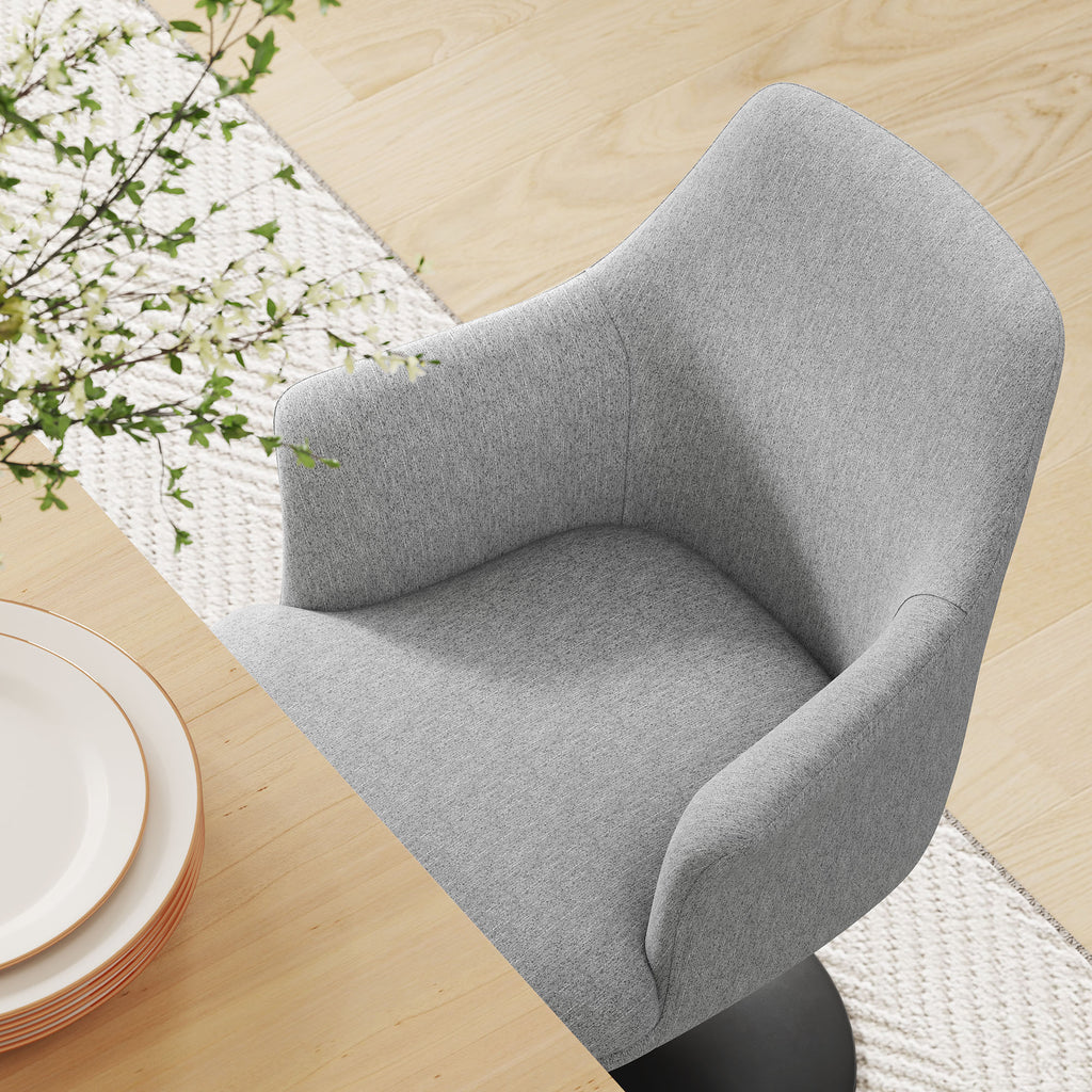Lippa Swivel Dining Upholstered Armchair - Black Light Gray