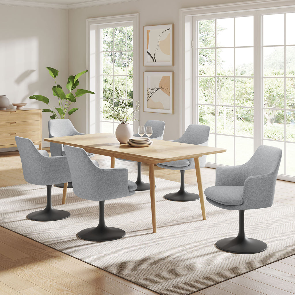 Lippa Swivel Dining Upholstered Armchair - Black Light Gray