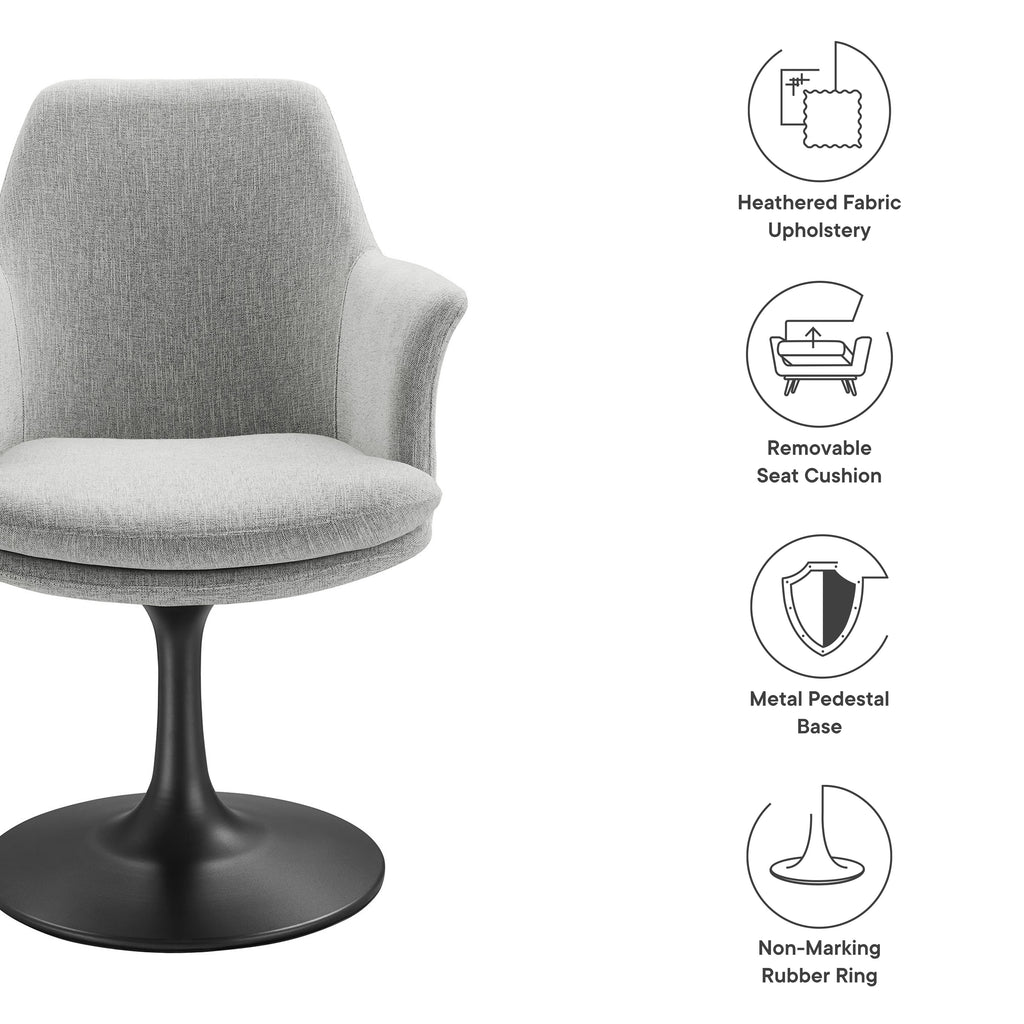 Lippa Swivel Dining Upholstered Armchair - Black Light Gray