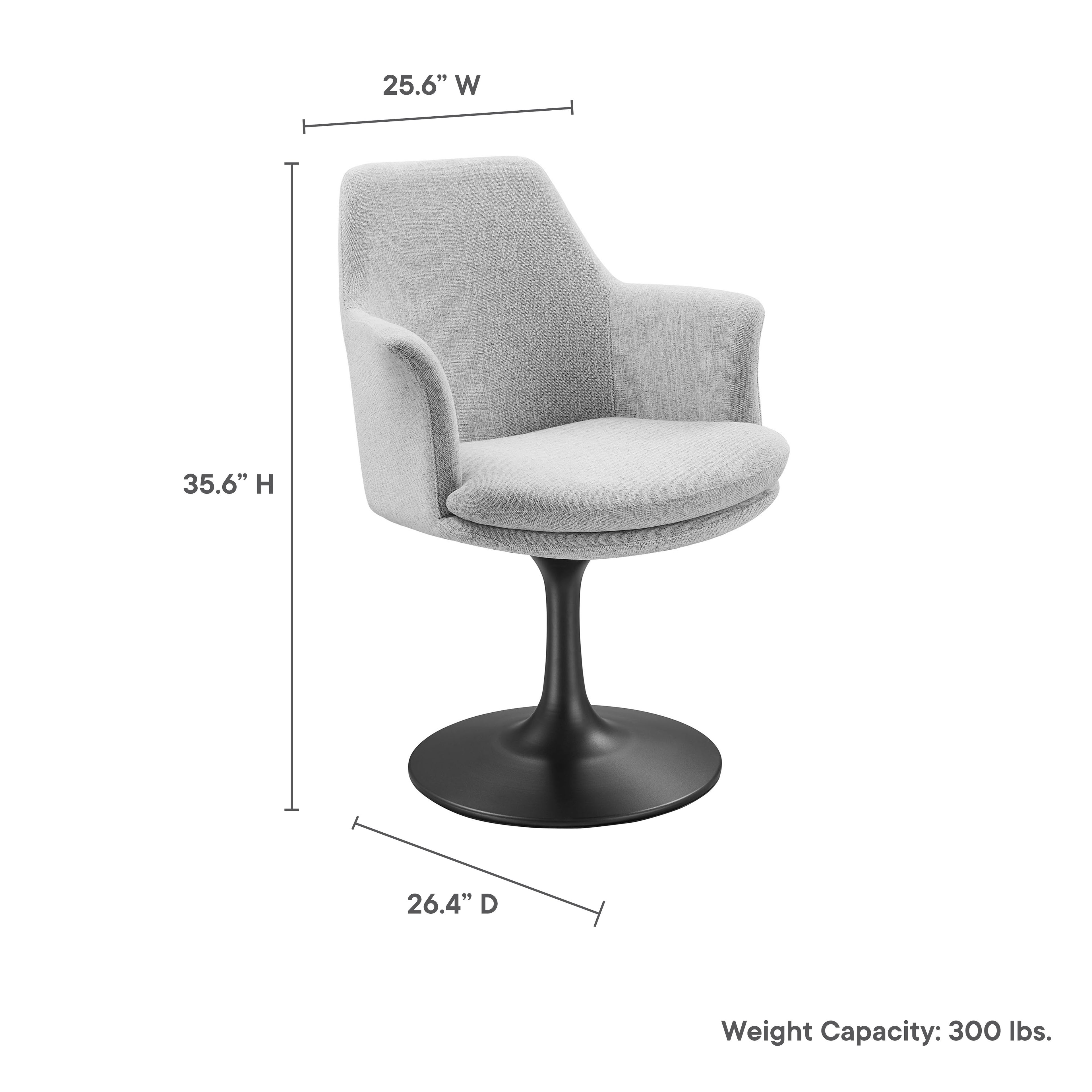 Lippa Swivel Dining Upholstered Armchair - Black Light Gray