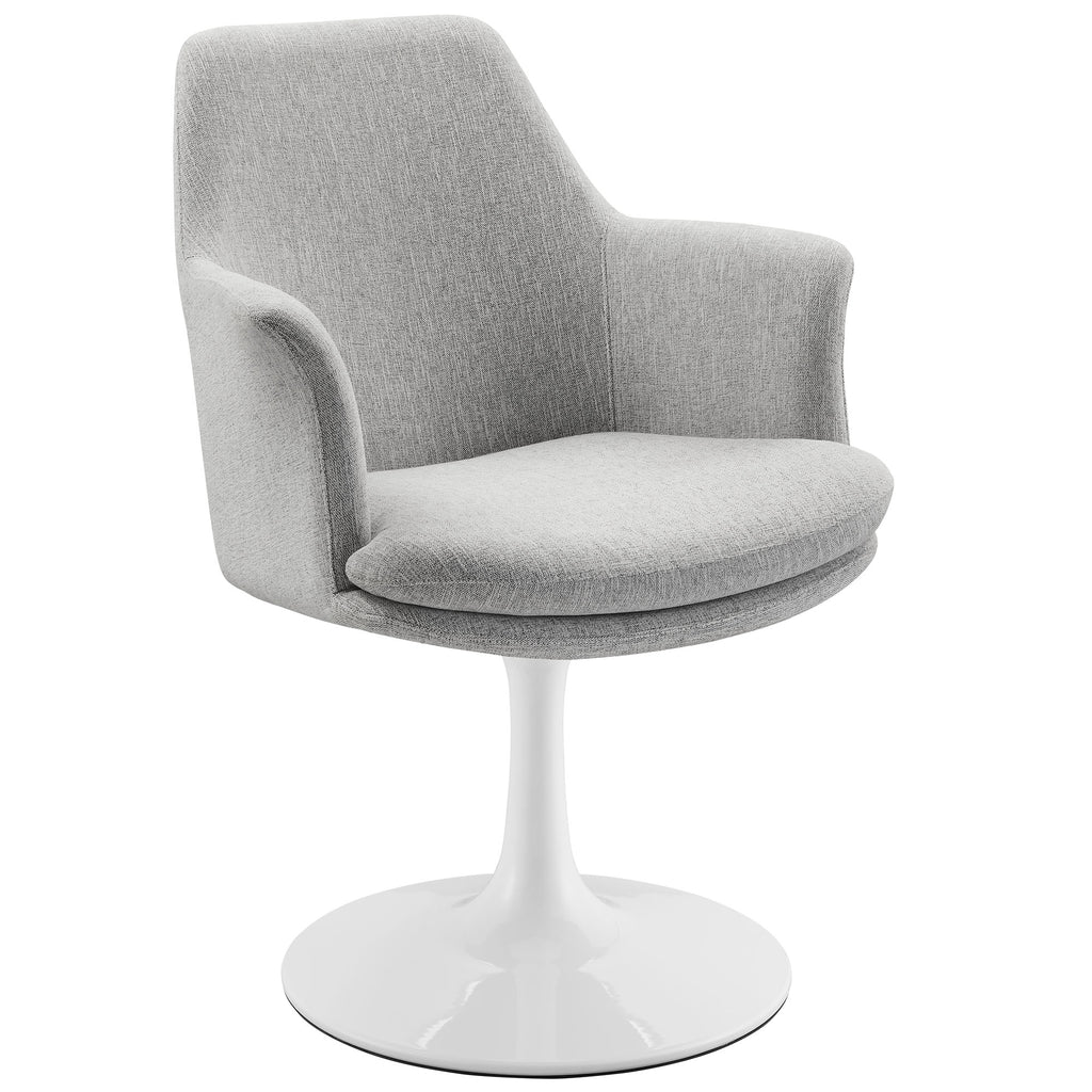 Lippa Swivel Dining Upholstered Armchair - White Light Gray