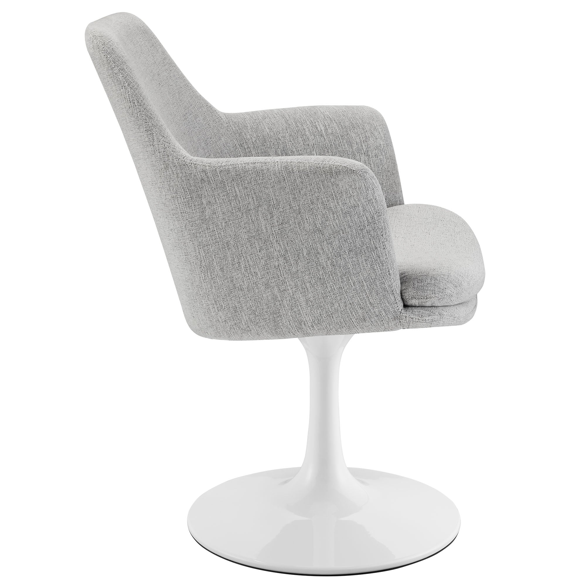 Lippa Swivel Dining Upholstered Armchair - White Light Gray