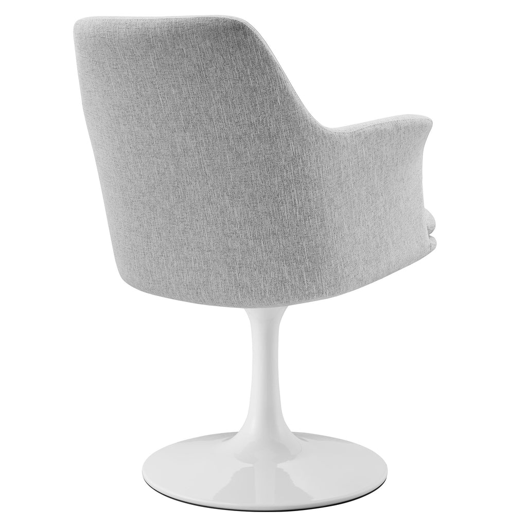 Lippa Swivel Dining Upholstered Armchair - White Light Gray
