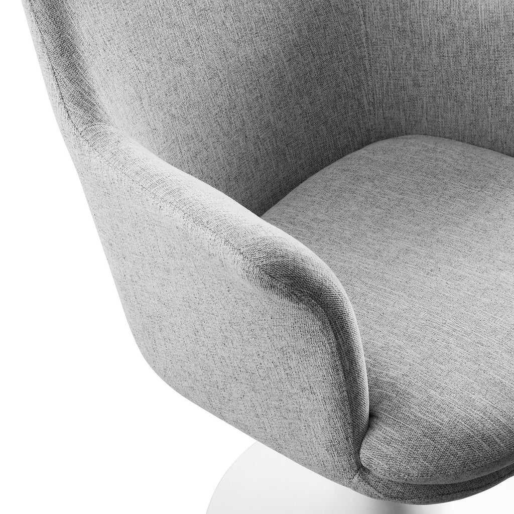Lippa Swivel Dining Upholstered Armchair - White Light Gray