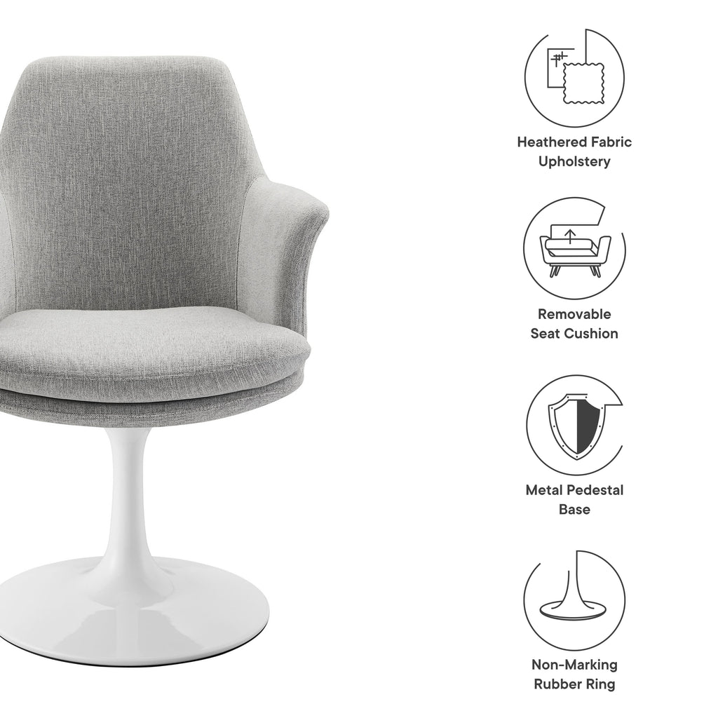 Lippa Swivel Dining Upholstered Armchair - White Light Gray