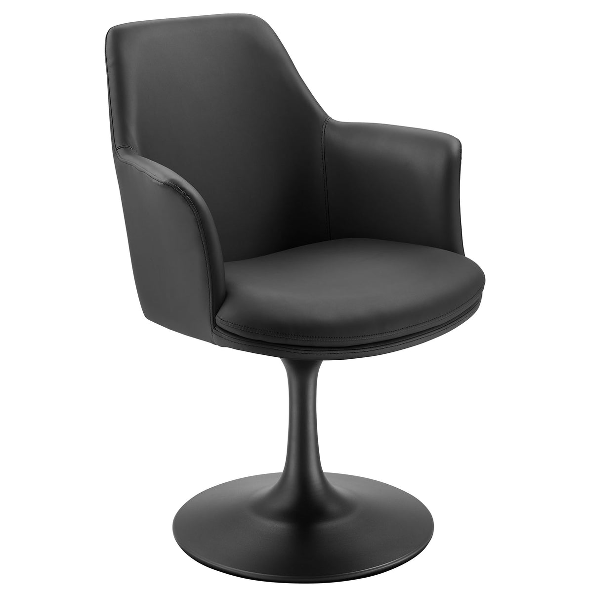 Lippa Swivel Dining Vegan Leather Armchair - Black Black