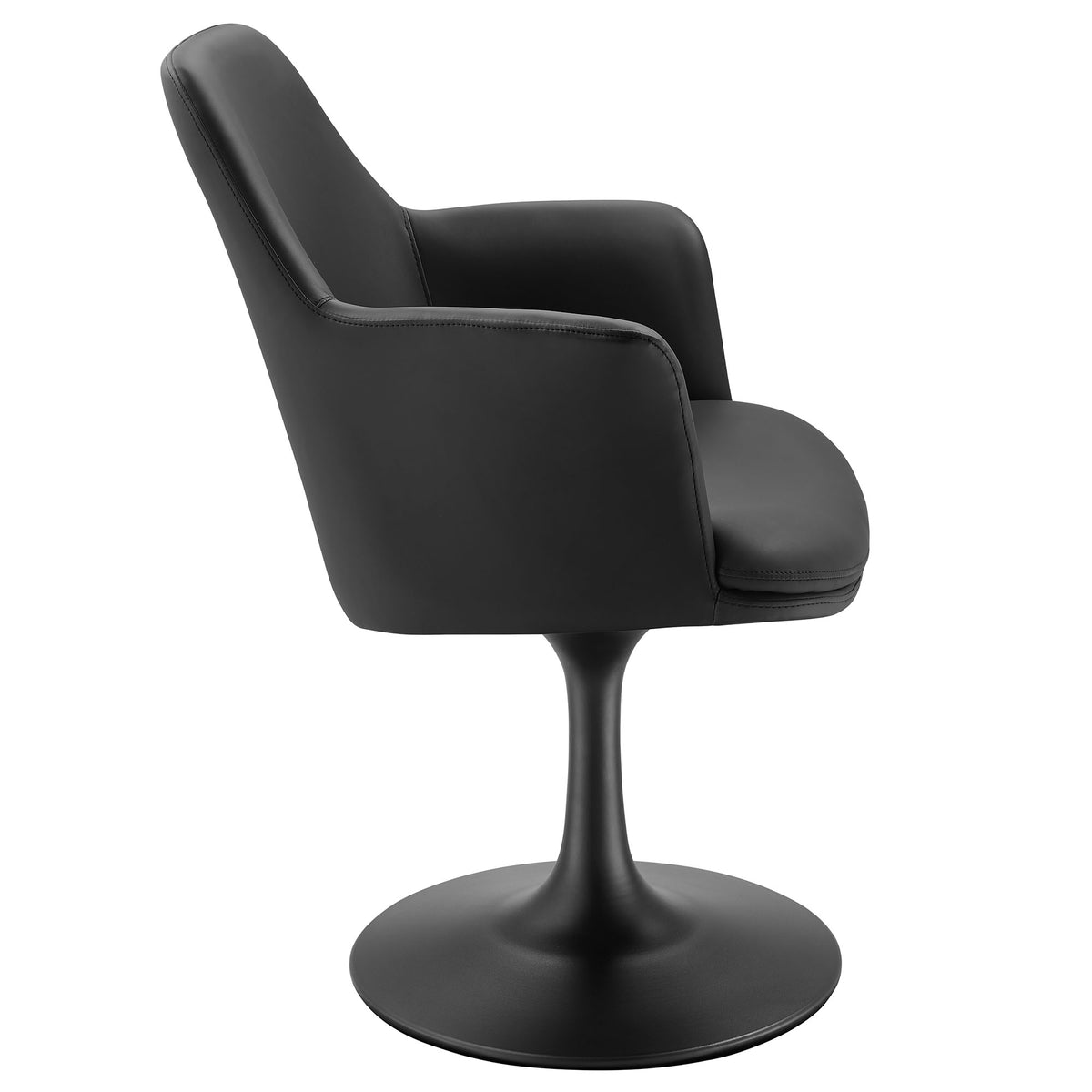 Lippa Swivel Dining Vegan Leather Armchair - Black Black