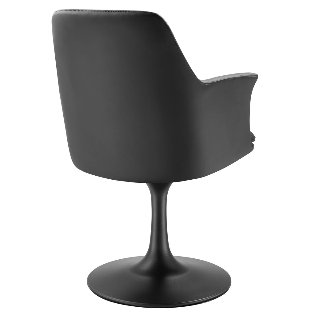 Lippa Swivel Dining Vegan Leather Armchair - Black Black