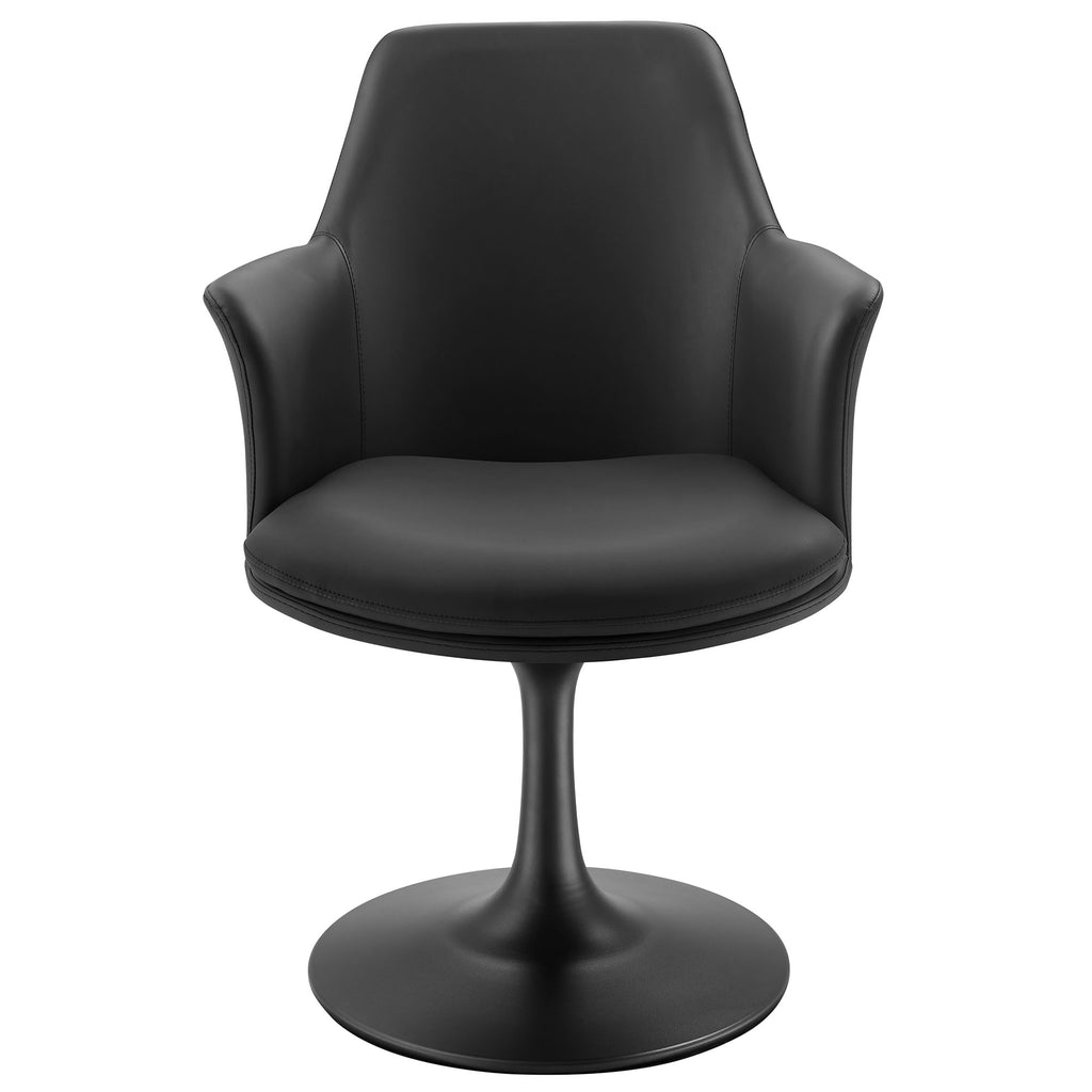 Lippa Swivel Dining Vegan Leather Armchair - Black Black